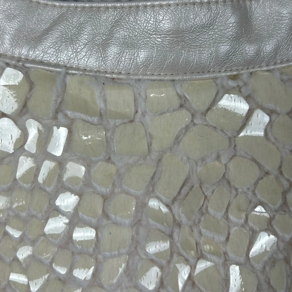 Tahari Baby Girls Shimmer Faux Fur Leather Vest Cream Crocodile  Size‎ 18M